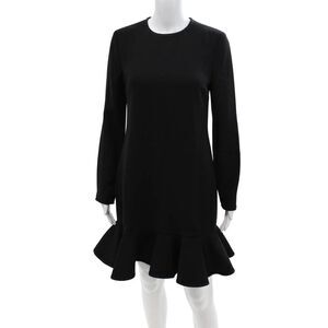 Victoria Victoria Beckham Women's Long Sleeves Tiered Mini Dress Black Size 4